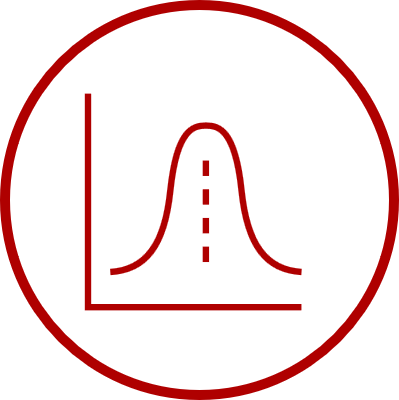 Icon showing bell curve