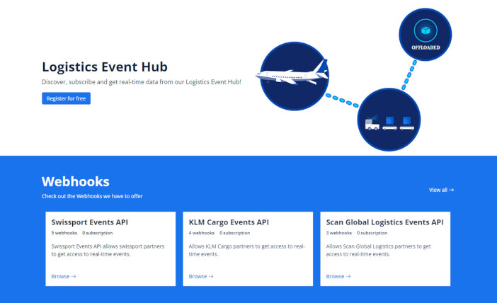 Logistics Event Hub homepage
